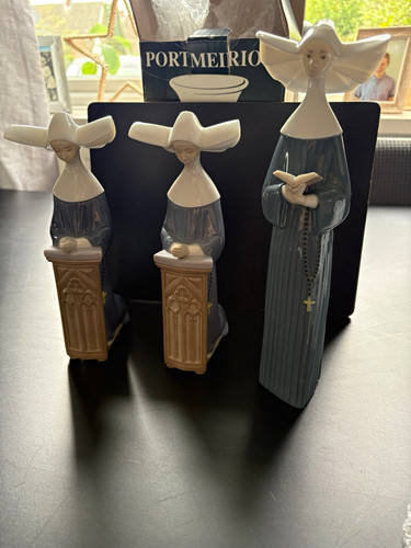 Lladro porcelain nun figurines - porcelain,