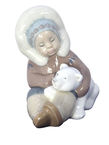 Lladro eskimo playing - playing, "