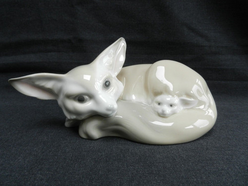 Vintage lladro fox with cub - vintage,
