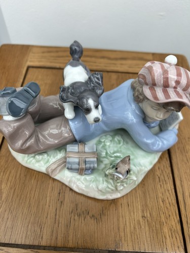 Lladro figurine boy with - with, puppy