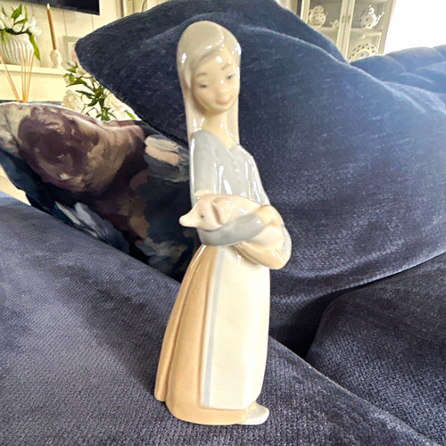 Lladro porcelain girl holding - lladro,