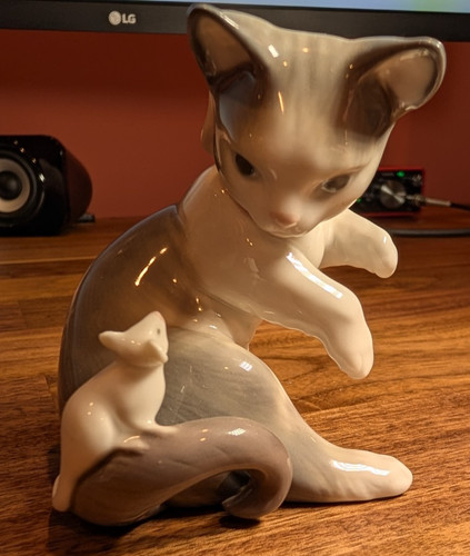 Vintage lladro cat and mouse - cat,