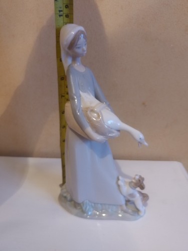 Lladro girl with goose - lladro, dog