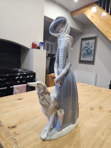 Lladro lady with greyhound - lady,